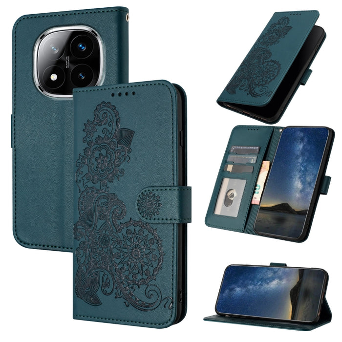 Funda de cuero con tapa para teléfono con relieve de flor de datura, For Redmi Note 14 Pro 4G, For Redmi Note 14 4G 163.25mm, For Redmi Note 14 5G, For Redmi Note 14 Pro+ 5G, For Redmi Note 14 Pro 5G, For Redmi 13 4G, For Redmi Turbo 3 / Poco F6       ...