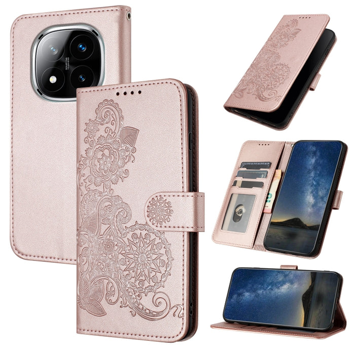 Funda de cuero con tapa para teléfono con relieve de flor de datura, For Redmi Note 14 Pro 4G, For Redmi Note 14 4G 163.25mm, For Redmi Note 14 5G, For Redmi Note 14 Pro+ 5G, For Redmi Note 14 Pro 5G, For Redmi 13 4G, For Redmi Turbo 3 / Poco F6       ...