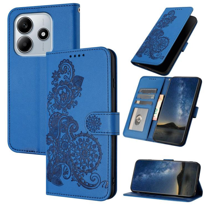Funda de cuero con tapa para teléfono con relieve de flor de datura, For Redmi Note 14 Pro 4G, For Redmi Note 14 4G 163.25mm, For Redmi Note 14 5G, For Redmi Note 14 Pro+ 5G, For Redmi Note 14 Pro 5G, For Redmi 13 4G, For Redmi Turbo 3 / Poco F6       ...