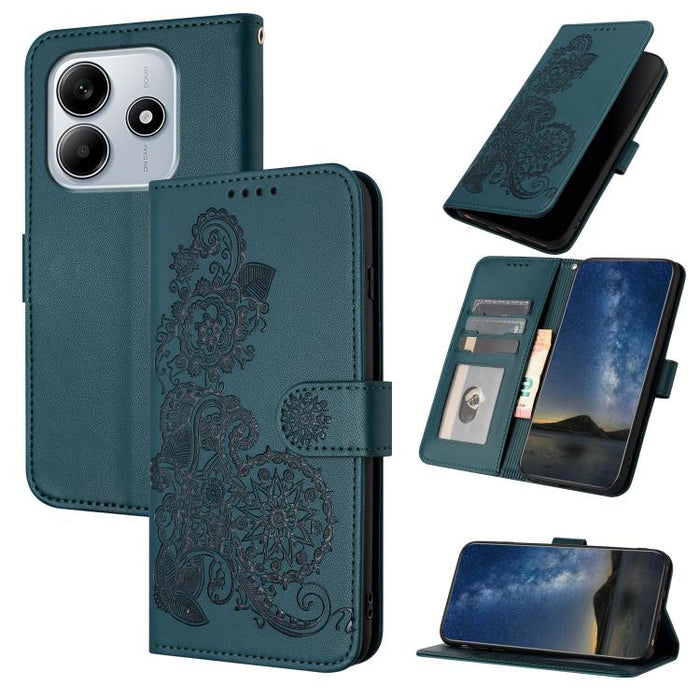 Funda de cuero con tapa para teléfono con relieve de flor de datura, For Redmi Note 14 Pro 4G, For Redmi Note 14 4G 163.25mm, For Redmi Note 14 5G, For Redmi Note 14 Pro+ 5G, For Redmi Note 14 Pro 5G, For Redmi 13 4G, For Redmi Turbo 3 / Poco F6       ...