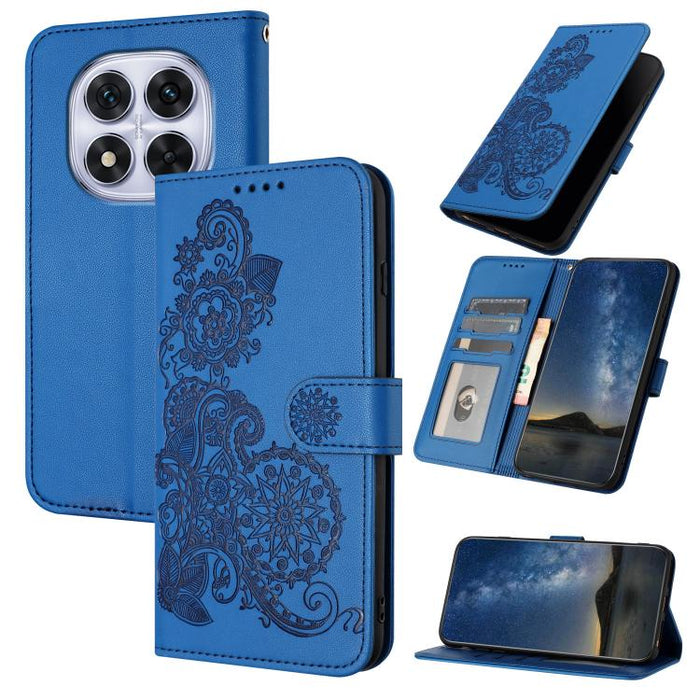 Funda de cuero con tapa para teléfono con relieve de flor de datura, For Redmi Note 14 Pro 4G, For Redmi Note 14 4G 163.25mm, For Redmi Note 14 5G, For Redmi Note 14 Pro+ 5G, For Redmi Note 14 Pro 5G, For Redmi 13 4G, For Redmi Turbo 3 / Poco F6       ...