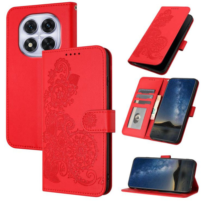 Funda de cuero con tapa para teléfono con relieve de flor de datura, For Redmi Note 14 Pro 4G, For Redmi Note 14 4G 163.25mm, For Redmi Note 14 5G, For Redmi Note 14 Pro+ 5G, For Redmi Note 14 Pro 5G, For Redmi 13 4G, For Redmi Turbo 3 / Poco F6       ...