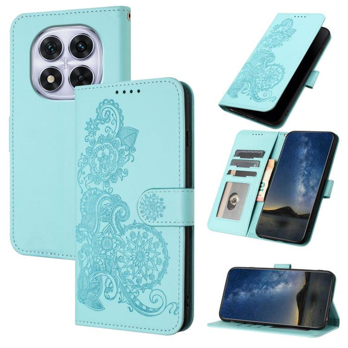 Funda de cuero con tapa para teléfono con relieve de flor de datura, For Redmi Note 14 Pro 4G, For Redmi Note 14 4G 163.25mm, For Redmi Note 14 5G, For Redmi Note 14 Pro+ 5G, For Redmi Note 14 Pro 5G, For Redmi 13 4G, For Redmi Turbo 3 / Poco F6       ...