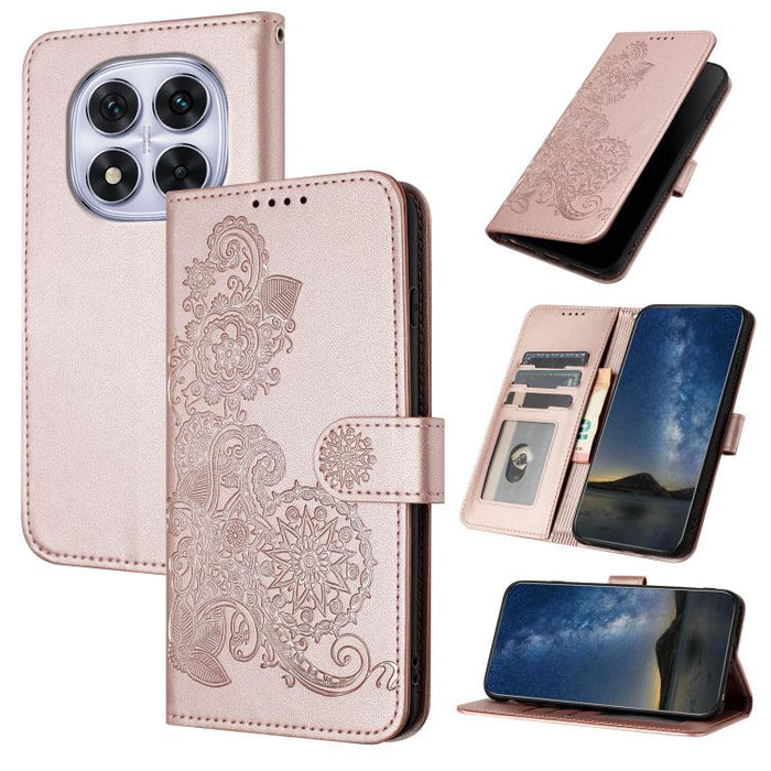 Funda de cuero con tapa para teléfono con relieve de flor de datura, For Redmi Note 14 Pro 4G, For Redmi Note 14 4G 163.25mm, For Redmi Note 14 5G, For Redmi Note 14 Pro+ 5G, For Redmi Note 14 Pro 5G, For Redmi 13 4G, For Redmi Turbo 3 / Poco F6       ...