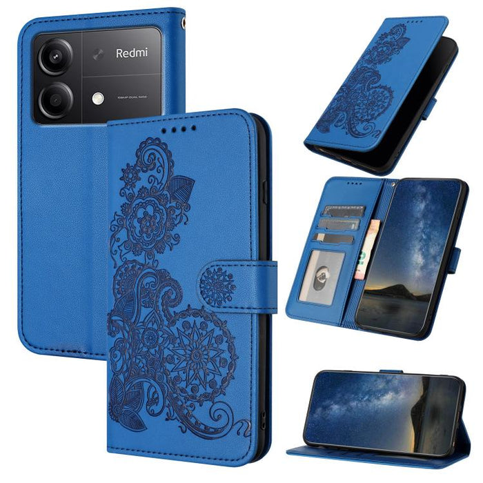 Funda de cuero con tapa para teléfono con relieve de flor de datura, For Redmi Note 14 Pro 4G, For Redmi Note 14 4G 163.25mm, For Redmi Note 14 5G, For Redmi Note 14 Pro+ 5G, For Redmi Note 14 Pro 5G, For Redmi 13 4G, For Redmi Turbo 3 / Poco F6       ...