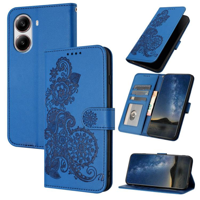 Funda de cuero con tapa para teléfono con relieve de flor de datura, For Redmi A7 Pro 171mm / Poco C85x 5G, For Redmi Turbo 5 Max / Poco X8 Pro Max, For Redmi Turbo 5 5G / Poco X8 Pro 5G, For Redmi Note 15 4G / 5G 164mm / Poco M8 5G                    ...