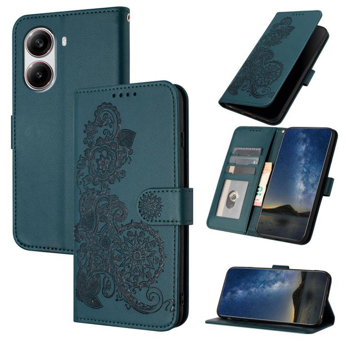 Funda de cuero con tapa para teléfono con relieve de flor de datura, For Redmi A7 Pro 171mm / Poco C85x 5G, For Redmi Turbo 5 Max / Poco X8 Pro Max, For Redmi Turbo 5 5G / Poco X8 Pro 5G, For Redmi Note 15 4G / 5G 164mm / Poco M8 5G                    ...