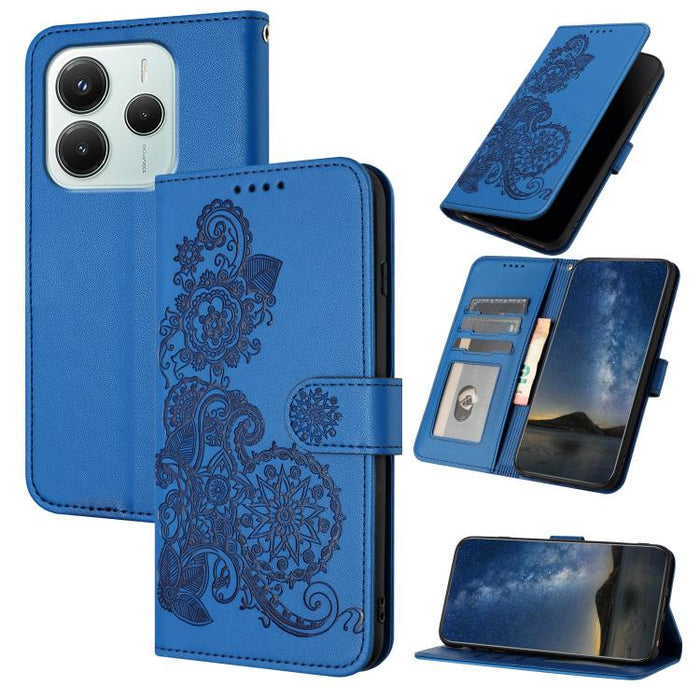 Funda de cuero con tapa para teléfono con relieve de flor de datura, For Redmi A7 Pro 171mm / Poco C85x 5G, For Redmi Turbo 5 Max / Poco X8 Pro Max, For Redmi Turbo 5 5G / Poco X8 Pro 5G, For Redmi Note 15 4G / 5G 164mm / Poco M8 5G                    ...