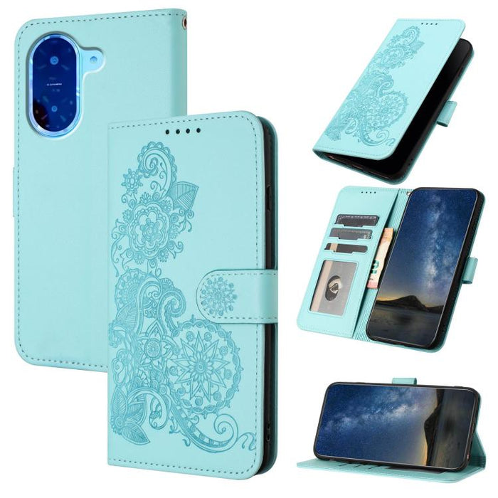 Funda de cuero con tapa para teléfono con relieve de flor de datura, For Redmi A7 Pro 171mm / Poco C85x 5G, For Redmi Turbo 5 Max / Poco X8 Pro Max, For Redmi Turbo 5 5G / Poco X8 Pro 5G, For Redmi Note 15 4G / 5G 164mm / Poco M8 5G                    ...