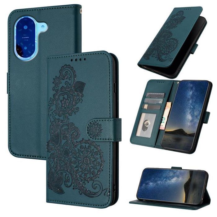 Funda de cuero con tapa para teléfono con relieve de flor de datura, For Redmi A7 Pro 171mm / Poco C85x 5G, For Redmi Turbo 5 Max / Poco X8 Pro Max, For Redmi Turbo 5 5G / Poco X8 Pro 5G, For Redmi Note 15 4G / 5G 164mm / Poco M8 5G                    ...