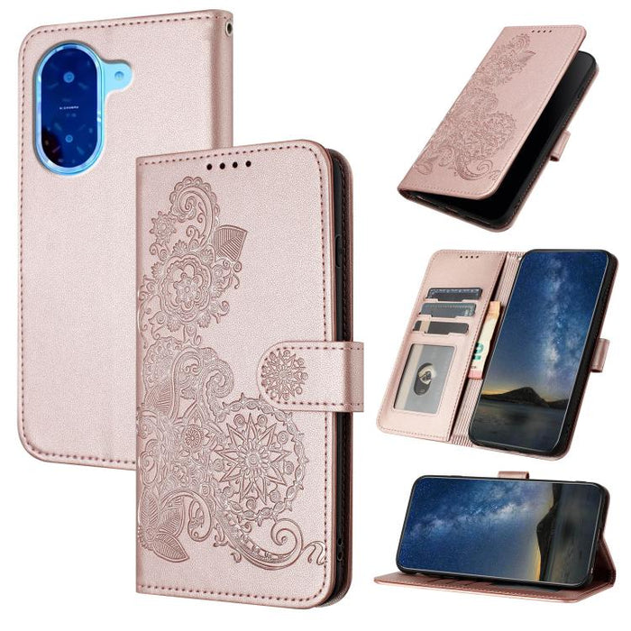 Funda de cuero con tapa para teléfono con relieve de flor de datura, For Redmi A7 Pro 171mm / Poco C85x 5G, For Redmi Turbo 5 Max / Poco X8 Pro Max, For Redmi Turbo 5 5G / Poco X8 Pro 5G, For Redmi Note 15 4G / 5G 164mm / Poco M8 5G                    ...