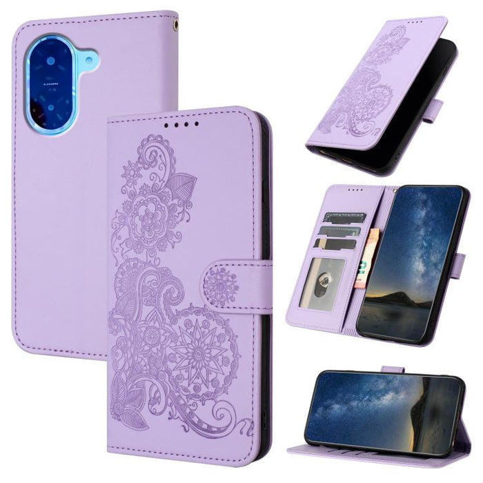 Funda de cuero con tapa para teléfono con relieve de flor de datura, For Redmi A7 Pro 171mm / Poco C85x 5G, For Redmi Turbo 5 Max / Poco X8 Pro Max, For Redmi Turbo 5 5G / Poco X8 Pro 5G, For Redmi Note 15 4G / 5G 164mm / Poco M8 5G                    ...