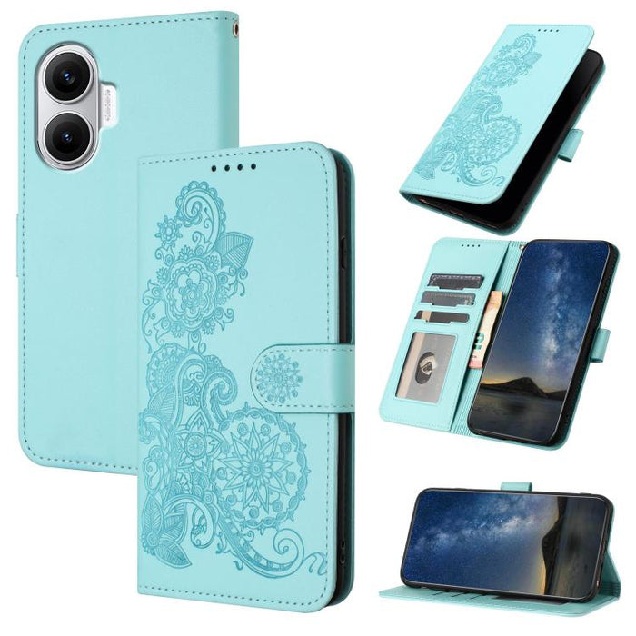 Funda de cuero con tapa para teléfono con relieve de flor de datura, For Redmi A7 Pro 171mm / Poco C85x 5G, For Redmi Turbo 5 Max / Poco X8 Pro Max, For Redmi Turbo 5 5G / Poco X8 Pro 5G, For Redmi Note 15 4G / 5G 164mm / Poco M8 5G                    ...
