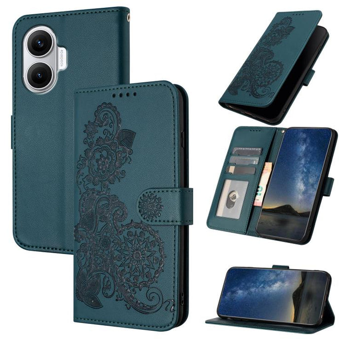 Funda de cuero con tapa para teléfono con relieve de flor de datura, For Redmi A7 Pro 171mm / Poco C85x 5G, For Redmi Turbo 5 Max / Poco X8 Pro Max, For Redmi Turbo 5 5G / Poco X8 Pro 5G, For Redmi Note 15 4G / 5G 164mm / Poco M8 5G                    ...