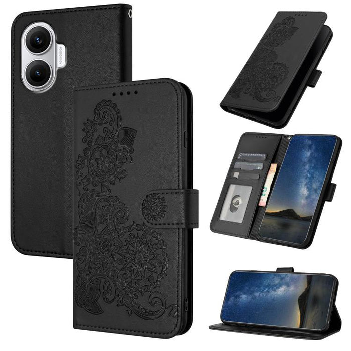 Funda de cuero con tapa para teléfono con relieve de flor de datura, For Redmi A7 Pro 171mm / Poco C85x 5G, For Redmi Turbo 5 Max / Poco X8 Pro Max, For Redmi Turbo 5 5G / Poco X8 Pro 5G, For Redmi Note 15 4G / 5G 164mm / Poco M8 5G                    ...