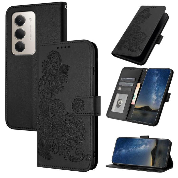 Funda de cuero con tapa para teléfono con relieve de flor de datura, For Redmi A7 Pro 171mm / Poco C85x 5G, For Redmi Turbo 5 Max / Poco X8 Pro Max, For Redmi Turbo 5 5G / Poco X8 Pro 5G, For Redmi Note 15 4G / 5G 164mm / Poco M8 5G                    ...