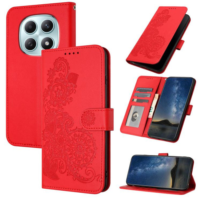 Funda de cuero con tapa para teléfono con relieve de flor de datura, For Redmi A7 Pro 171mm / Poco C85x 5G, For Redmi Turbo 5 Max / Poco X8 Pro Max, For Redmi Turbo 5 5G / Poco X8 Pro 5G, For Redmi Note 15 4G / 5G 164mm / Poco M8 5G                    ...
