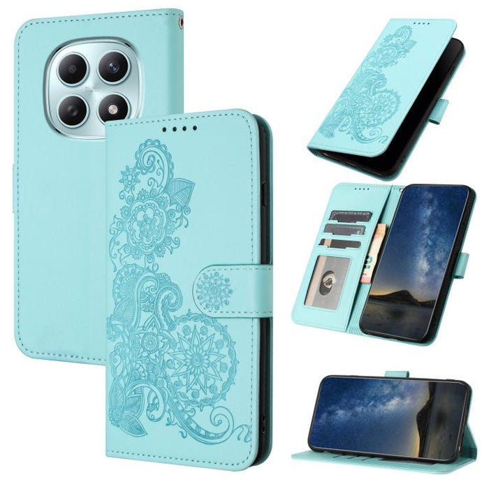 Funda de cuero con tapa para teléfono con relieve de flor de datura, For Redmi A7 Pro 171mm / Poco C85x 5G, For Redmi Turbo 5 Max / Poco X8 Pro Max, For Redmi Turbo 5 5G / Poco X8 Pro 5G, For Redmi Note 15 4G / 5G 164mm / Poco M8 5G                    ...