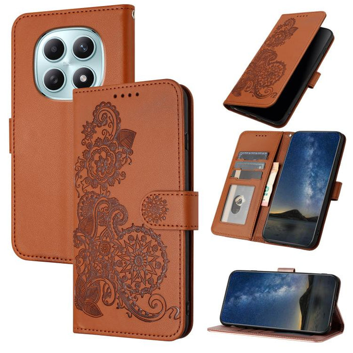 Funda de cuero con tapa para teléfono con relieve de flor de datura, For Redmi A7 Pro 171mm / Poco C85x 5G, For Redmi Turbo 5 Max / Poco X8 Pro Max, For Redmi Turbo 5 5G / Poco X8 Pro 5G, For Redmi Note 15 4G / 5G 164mm / Poco M8 5G                    ...