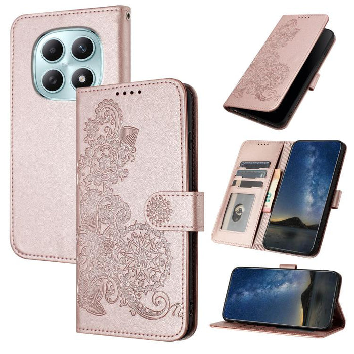 Funda de cuero con tapa para teléfono con relieve de flor de datura, For Redmi A7 Pro 171mm / Poco C85x 5G, For Redmi Turbo 5 Max / Poco X8 Pro Max, For Redmi Turbo 5 5G / Poco X8 Pro 5G, For Redmi Note 15 4G / 5G 164mm / Poco M8 5G                    ...