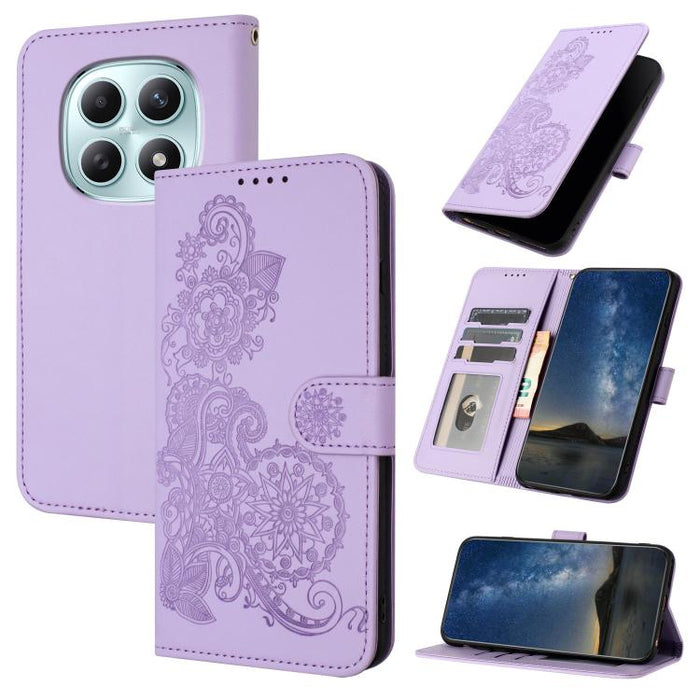 Funda de cuero con tapa para teléfono con relieve de flor de datura, For Redmi A7 Pro 171mm / Poco C85x 5G, For Redmi Turbo 5 Max / Poco X8 Pro Max, For Redmi Turbo 5 5G / Poco X8 Pro 5G, For Redmi Note 15 4G / 5G 164mm / Poco M8 5G                    ...