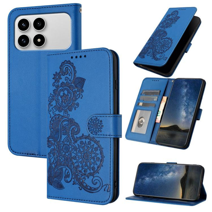 Funda de cuero con tapa para teléfono con relieve de flor de datura, For Redmi A7 Pro 171mm / Poco C85x 5G, For Redmi Turbo 5 Max / Poco X8 Pro Max, For Redmi Turbo 5 5G / Poco X8 Pro 5G, For Redmi Note 15 4G / 5G 164mm / Poco M8 5G                    ...
