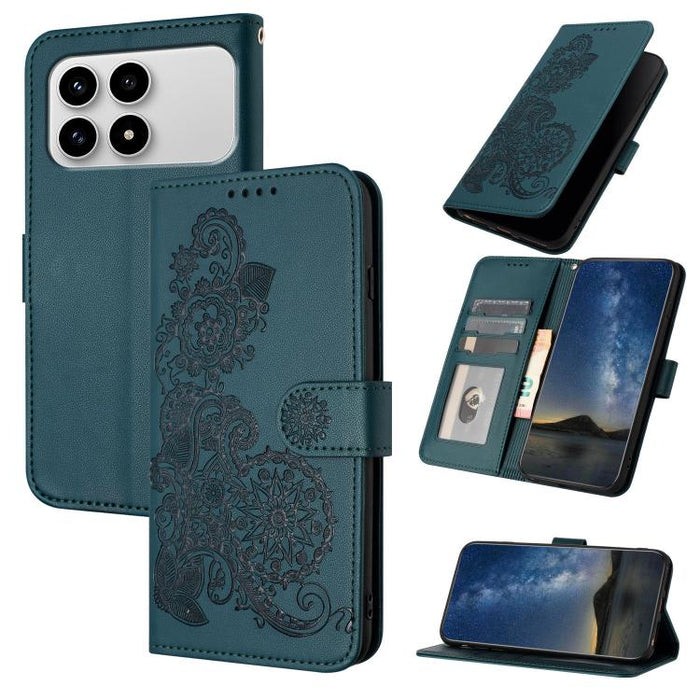 Funda de cuero con tapa para teléfono con relieve de flor de datura, For Redmi A7 Pro 171mm / Poco C85x 5G, For Redmi Turbo 5 Max / Poco X8 Pro Max, For Redmi Turbo 5 5G / Poco X8 Pro 5G, For Redmi Note 15 4G / 5G 164mm / Poco M8 5G                    ...