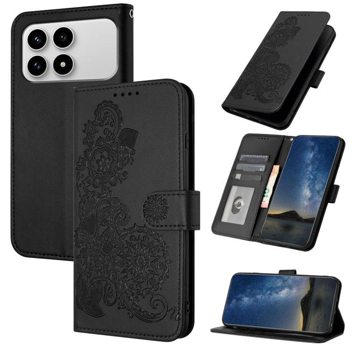 Funda de cuero con tapa para teléfono con relieve de flor de datura, For Redmi A7 Pro 171mm / Poco C85x 5G, For Redmi Turbo 5 Max / Poco X8 Pro Max, For Redmi Turbo 5 5G / Poco X8 Pro 5G, For Redmi Note 15 4G / 5G 164mm / Poco M8 5G                    ...