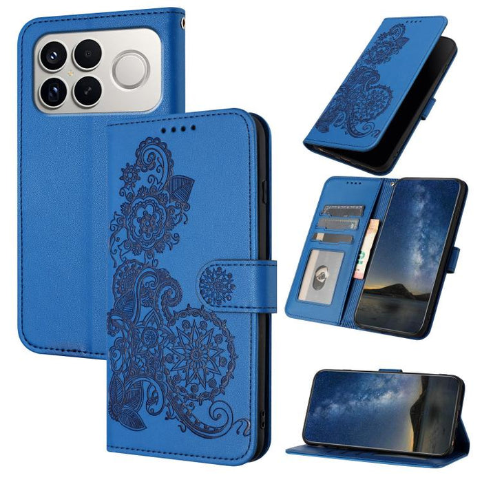 Funda de cuero con tapa para teléfono con relieve de flor de datura, For Redmi A7 Pro 171mm / Poco C85x 5G, For Redmi Turbo 5 Max / Poco X8 Pro Max, For Redmi Turbo 5 5G / Poco X8 Pro 5G, For Redmi Note 15 4G / 5G 164mm / Poco M8 5G                    ...
