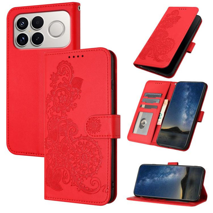 Funda de cuero con tapa para teléfono con relieve de flor de datura, For Redmi A7 Pro 171mm / Poco C85x 5G, For Redmi Turbo 5 Max / Poco X8 Pro Max, For Redmi Turbo 5 5G / Poco X8 Pro 5G, For Redmi Note 15 4G / 5G 164mm / Poco M8 5G                    ...