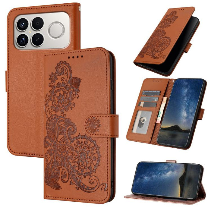 Funda de cuero con tapa para teléfono con relieve de flor de datura, For Redmi A7 Pro 171mm / Poco C85x 5G, For Redmi Turbo 5 Max / Poco X8 Pro Max, For Redmi Turbo 5 5G / Poco X8 Pro 5G, For Redmi Note 15 4G / 5G 164mm / Poco M8 5G                    ...