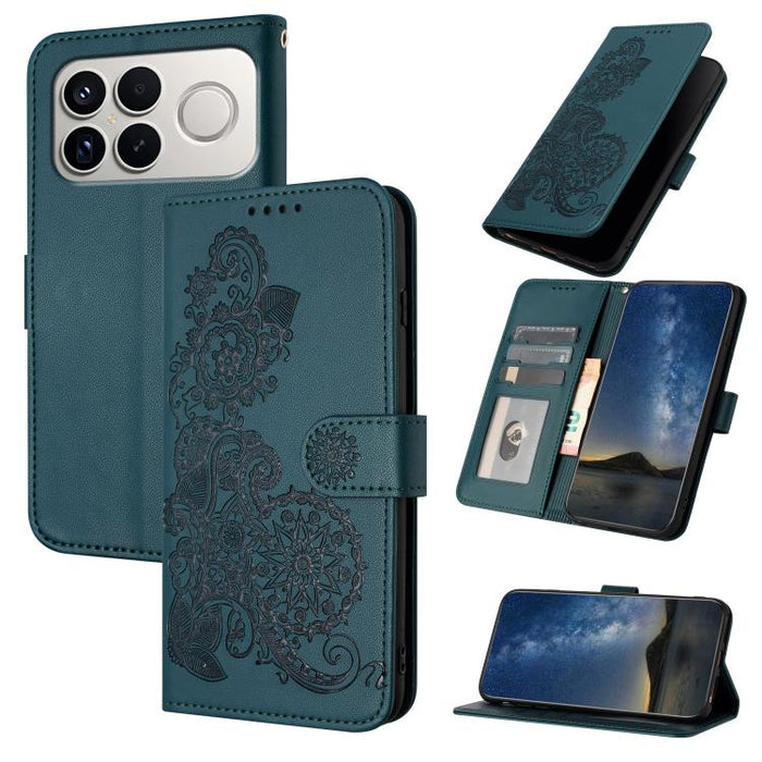 Funda de cuero con tapa para teléfono con relieve de flor de datura, For Redmi A7 Pro 171mm / Poco C85x 5G, For Redmi Turbo 5 Max / Poco X8 Pro Max, For Redmi Turbo 5 5G / Poco X8 Pro 5G, For Redmi Note 15 4G / 5G 164mm / Poco M8 5G                    ...