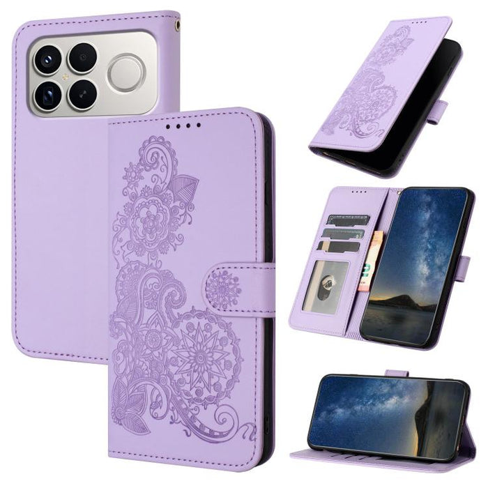 Funda de cuero con tapa para teléfono con relieve de flor de datura, For Redmi A7 Pro 171mm / Poco C85x 5G, For Redmi Turbo 5 Max / Poco X8 Pro Max, For Redmi Turbo 5 5G / Poco X8 Pro 5G, For Redmi Note 15 4G / 5G 164mm / Poco M8 5G                    ...