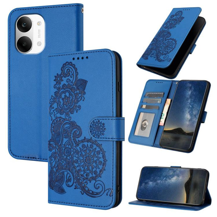 Funda de cuero con tapa para teléfono con relieve de flor de datura, For Redmi A7 Pro 171mm / Poco C85x 5G, For Redmi Turbo 5 Max / Poco X8 Pro Max, For Redmi Turbo 5 5G / Poco X8 Pro 5G, For Redmi Note 15 4G / 5G 164mm / Poco M8 5G                    ...