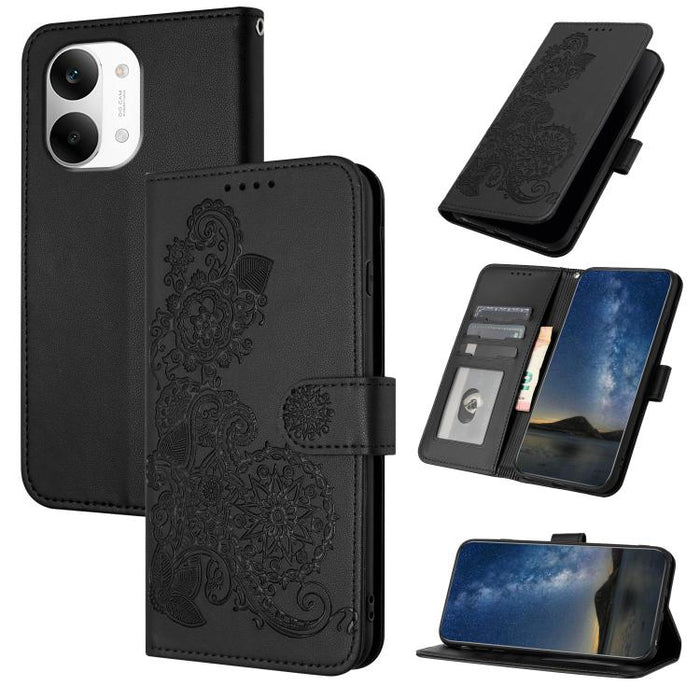 Funda de cuero con tapa para teléfono con relieve de flor de datura, For Redmi A7 Pro 171mm / Poco C85x 5G, For Redmi Turbo 5 Max / Poco X8 Pro Max, For Redmi Turbo 5 5G / Poco X8 Pro 5G, For Redmi Note 15 4G / 5G 164mm / Poco M8 5G                    ...