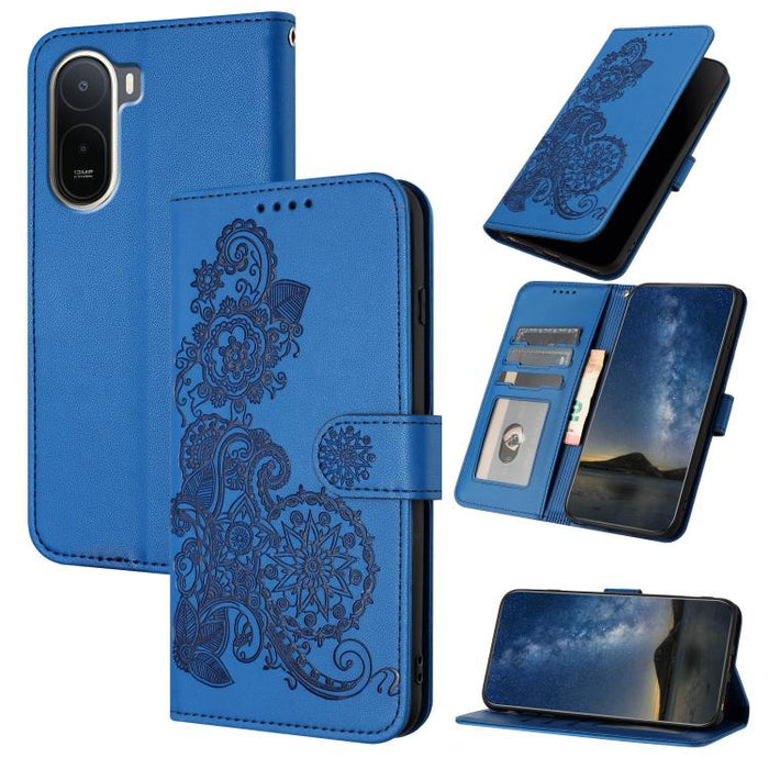 Funda de cuero con tapa para teléfono con relieve de flor de datura, For Redmi A7 Pro 171mm / Poco C85x 5G, For Redmi Turbo 5 Max / Poco X8 Pro Max, For Redmi Turbo 5 5G / Poco X8 Pro 5G, For Redmi Note 15 4G / 5G 164mm / Poco M8 5G                    ...