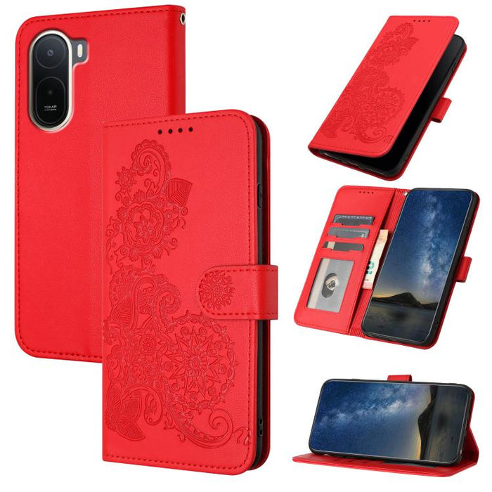 Funda de cuero con tapa para teléfono con relieve de flor de datura, For Redmi A7 Pro 171mm / Poco C85x 5G, For Redmi Turbo 5 Max / Poco X8 Pro Max, For Redmi Turbo 5 5G / Poco X8 Pro 5G, For Redmi Note 15 4G / 5G 164mm / Poco M8 5G                    ...