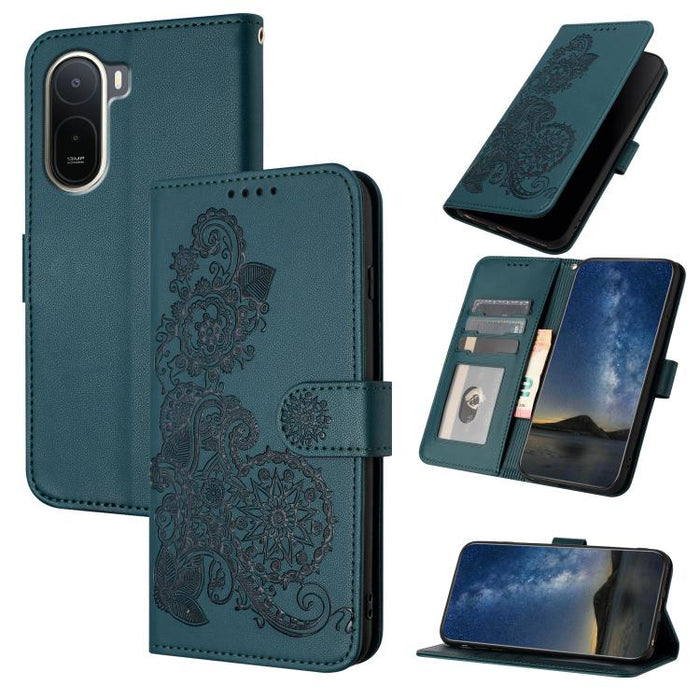 Funda de cuero con tapa para teléfono con relieve de flor de datura, For Redmi A7 Pro 171mm / Poco C85x 5G, For Redmi Turbo 5 Max / Poco X8 Pro Max, For Redmi Turbo 5 5G / Poco X8 Pro 5G, For Redmi Note 15 4G / 5G 164mm / Poco M8 5G                    ...