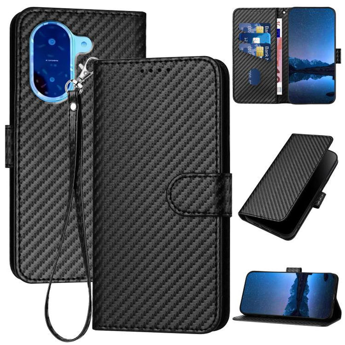 YX0070 Funda de teléfono de cuero con hebilla de fibra de carbono y cordón, For Redmi A7 Pro 4G / 5G 171mm / Poco C85x 5G, For Redmi Turbo 5 Max / Poco X8 Pro Max, For Redmi Turbo 5 5G / Poco X8 Pro 5G, For Redmi Note 15 4G / 5G 164mm / Poco M8 5G     ...