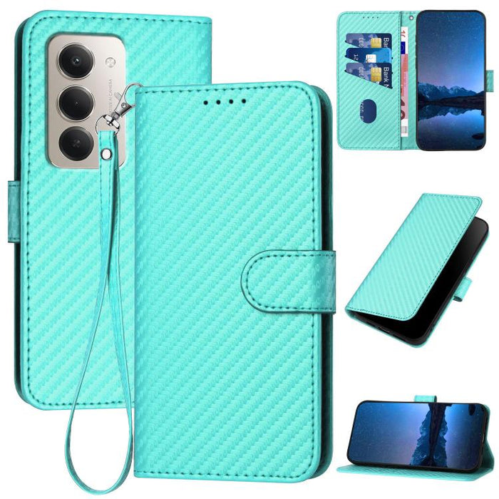 YX0070 Funda de teléfono de cuero con hebilla de fibra de carbono y cordón, For Redmi A7 Pro 4G / 5G 171mm / Poco C85x 5G, For Redmi Turbo 5 Max / Poco X8 Pro Max, For Redmi Turbo 5 5G / Poco X8 Pro 5G, For Redmi Note 15 4G / 5G 164mm / Poco M8 5G     ...