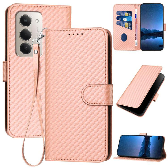YX0070 Funda de teléfono de cuero con hebilla de fibra de carbono y cordón, For Redmi A7 Pro 4G / 5G 171mm / Poco C85x 5G, For Redmi Turbo 5 Max / Poco X8 Pro Max, For Redmi Turbo 5 5G / Poco X8 Pro 5G, For Redmi Note 15 4G / 5G 164mm / Poco M8 5G     ...
