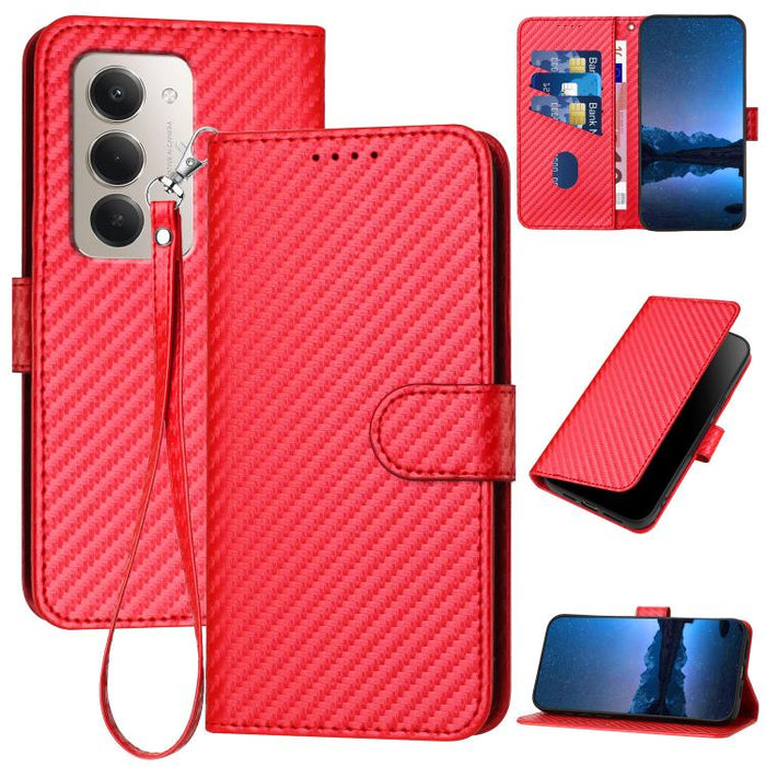 YX0070 Funda de teléfono de cuero con hebilla de fibra de carbono y cordón, For Redmi A7 Pro 4G / 5G 171mm / Poco C85x 5G, For Redmi Turbo 5 Max / Poco X8 Pro Max, For Redmi Turbo 5 5G / Poco X8 Pro 5G, For Redmi Note 15 4G / 5G 164mm / Poco M8 5G     ...