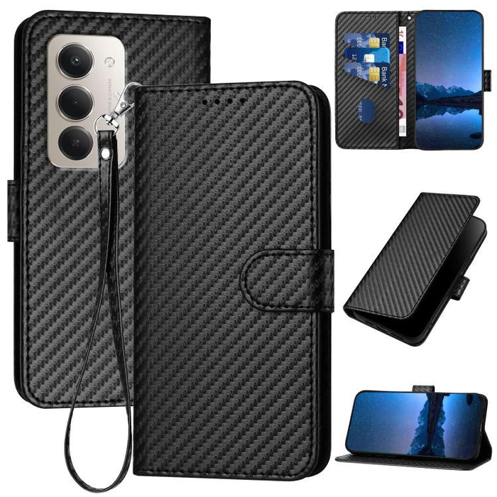 YX0070 Funda de teléfono de cuero con hebilla de fibra de carbono y cordón, For Redmi A7 Pro 4G / 5G 171mm / Poco C85x 5G, For Redmi Turbo 5 Max / Poco X8 Pro Max, For Redmi Turbo 5 5G / Poco X8 Pro 5G, For Redmi Note 15 4G / 5G 164mm / Poco M8 5G     ...