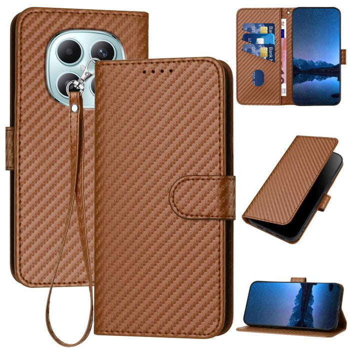YX0070 Funda de teléfono de cuero con hebilla de fibra de carbono y cordón, For Redmi A7 Pro 4G / 5G 171mm / Poco C85x 5G, For Redmi Turbo 5 Max / Poco X8 Pro Max, For Redmi Turbo 5 5G / Poco X8 Pro 5G, For Redmi Note 15 4G / 5G 164mm / Poco M8 5G     ...