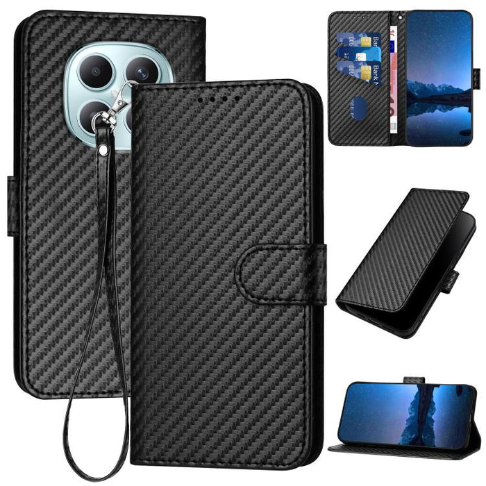 YX0070 Funda de teléfono de cuero con hebilla de fibra de carbono y cordón, For Redmi A7 Pro 4G / 5G 171mm / Poco C85x 5G, For Redmi Turbo 5 Max / Poco X8 Pro Max, For Redmi Turbo 5 5G / Poco X8 Pro 5G, For Redmi Note 15 4G / 5G 164mm / Poco M8 5G     ...