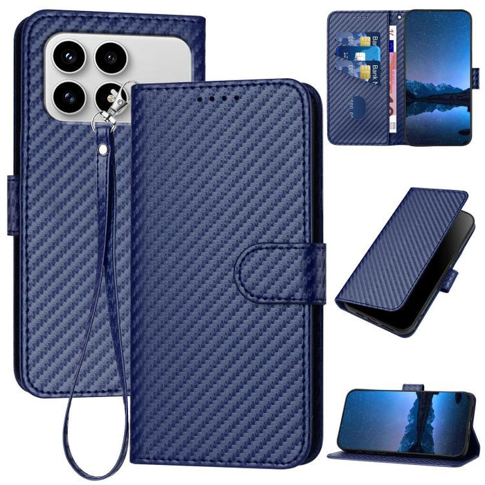 YX0070 Funda de teléfono de cuero con hebilla de fibra de carbono y cordón, For Redmi A7 Pro 4G / 5G 171mm / Poco C85x 5G, For Redmi Turbo 5 Max / Poco X8 Pro Max, For Redmi Turbo 5 5G / Poco X8 Pro 5G, For Redmi Note 15 4G / 5G 164mm / Poco M8 5G     ...