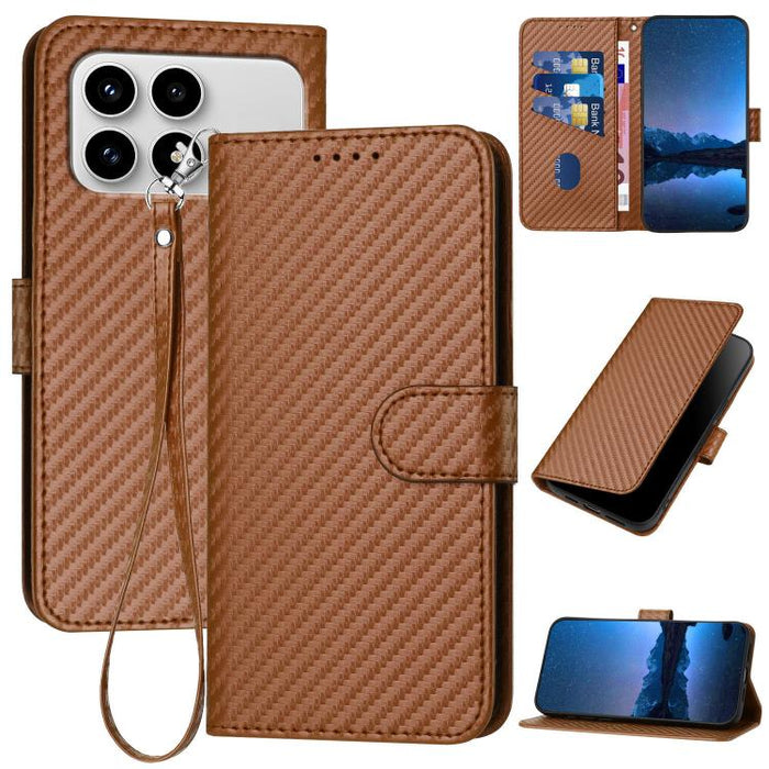 YX0070 Funda de teléfono de cuero con hebilla de fibra de carbono y cordón, For Redmi A7 Pro 4G / 5G 171mm / Poco C85x 5G, For Redmi Turbo 5 Max / Poco X8 Pro Max, For Redmi Turbo 5 5G / Poco X8 Pro 5G, For Redmi Note 15 4G / 5G 164mm / Poco M8 5G     ...