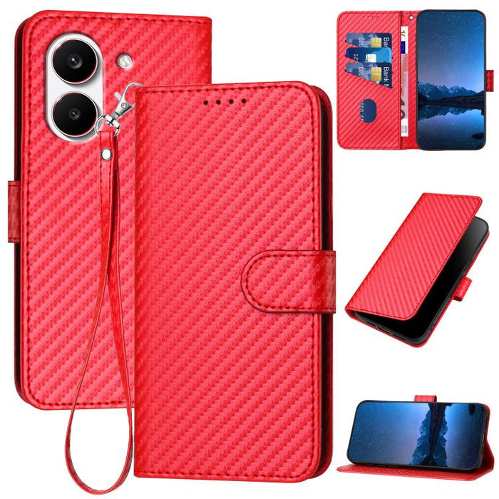 YX0070 Funda de teléfono de cuero con hebilla de fibra de carbono y cordón, For Redmi A7 Pro 4G / 5G 171mm / Poco C85x 5G, For Redmi Turbo 5 Max / Poco X8 Pro Max, For Redmi Turbo 5 5G / Poco X8 Pro 5G, For Redmi Note 15 4G / 5G 164mm / Poco M8 5G     ...