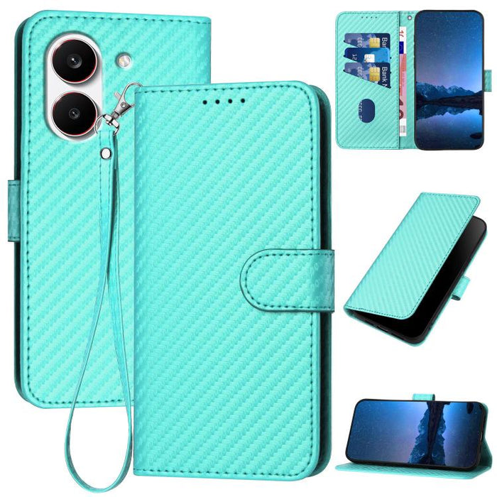 YX0070 Funda de teléfono de cuero con hebilla de fibra de carbono y cordón, For Redmi A7 Pro 4G / 5G 171mm / Poco C85x 5G, For Redmi Turbo 5 Max / Poco X8 Pro Max, For Redmi Turbo 5 5G / Poco X8 Pro 5G, For Redmi Note 15 4G / 5G 164mm / Poco M8 5G     ...