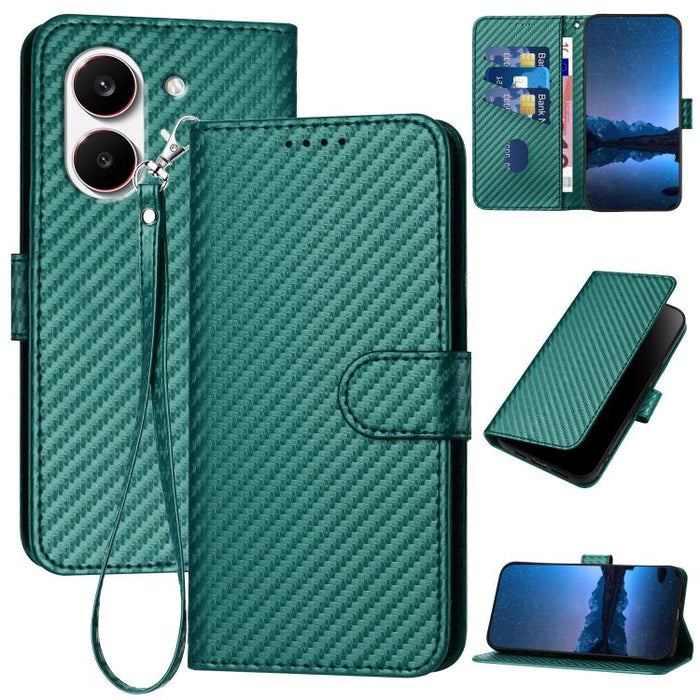 YX0070 Funda de teléfono de cuero con hebilla de fibra de carbono y cordón, For Redmi A7 Pro 4G / 5G 171mm / Poco C85x 5G, For Redmi Turbo 5 Max / Poco X8 Pro Max, For Redmi Turbo 5 5G / Poco X8 Pro 5G, For Redmi Note 15 4G / 5G 164mm / Poco M8 5G     ...